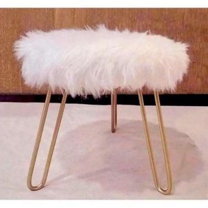NEW Luxury White Faux Fur Vanity Stool